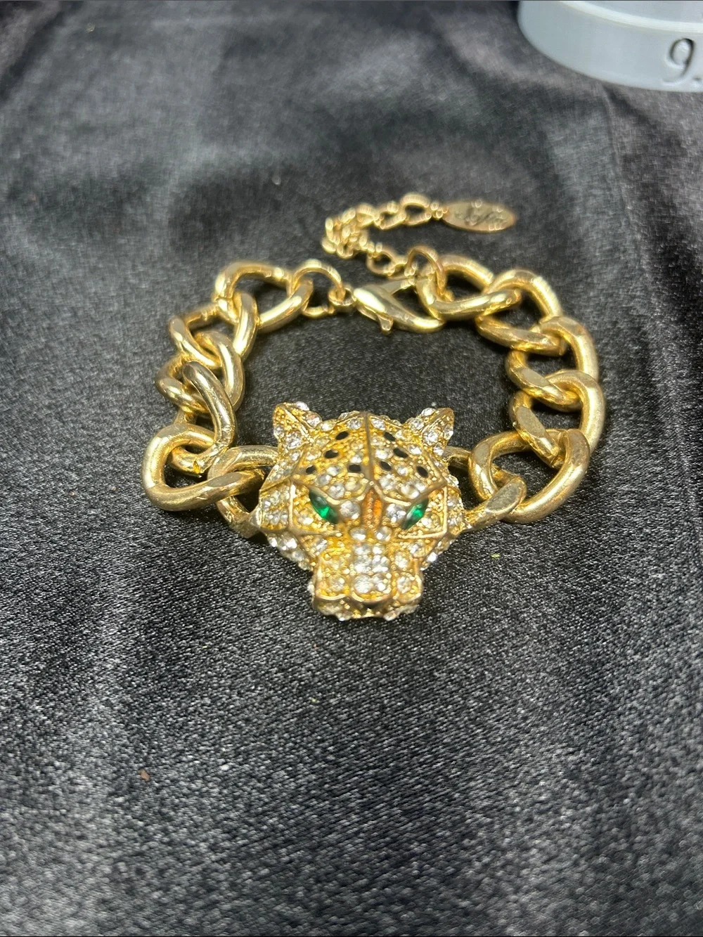 Gold-Tone Panther Chain Bracelet with Crystal Accents By Sofia